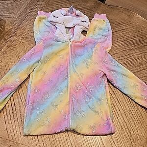 Unicorn fleece rainbow jumpsuit girls size 10/12